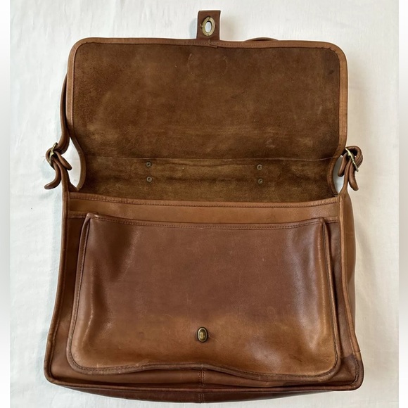 COACH VTG 1980's BRITISH TAN LEATHER MESSENGER BRIEFCASE SATCHEL NYC 688-0927 - Picture 2 of 12